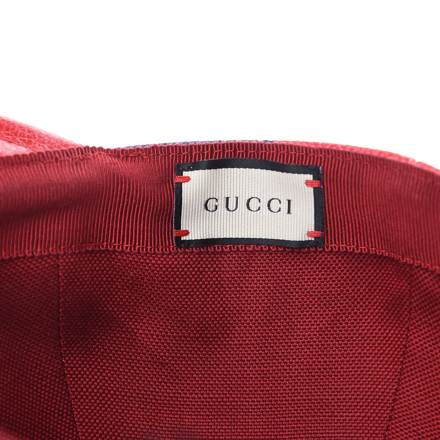 Canvas Textured Calfskin Sylvie Stripe Logo Baseball Hat L White Red