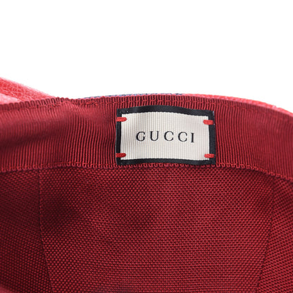 Gucci Canvas Textured Calfskin Sylvie Stripe Logo Baseball Hat L White Red 7 of 8