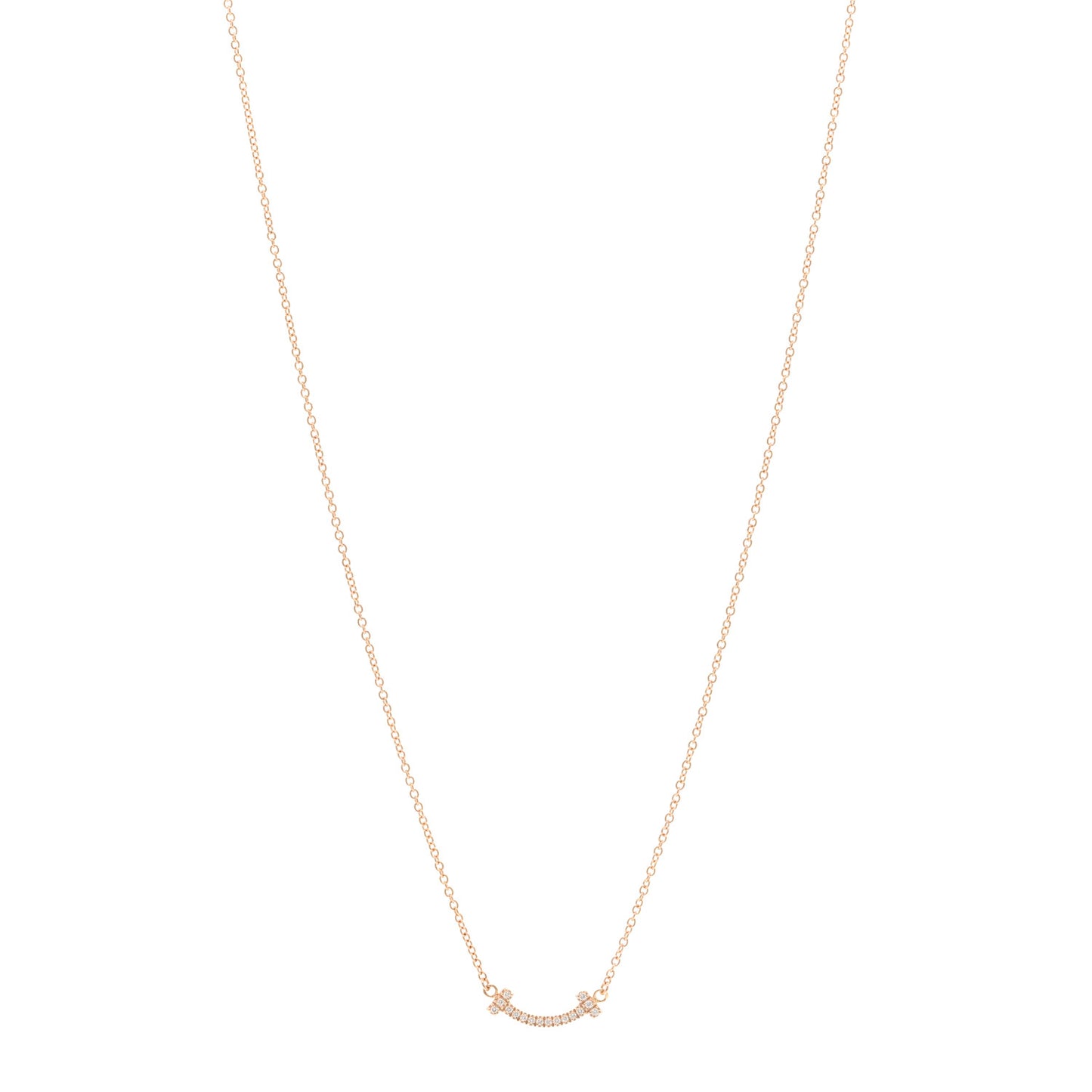 18K Rose Gold Diamond Mini T Smile Pendant Necklace