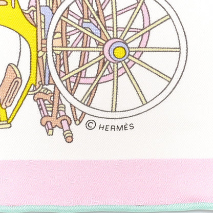 Hermes Silk Voitures Exquises Pocket Square Blanc Camel Jaune 3 of 4