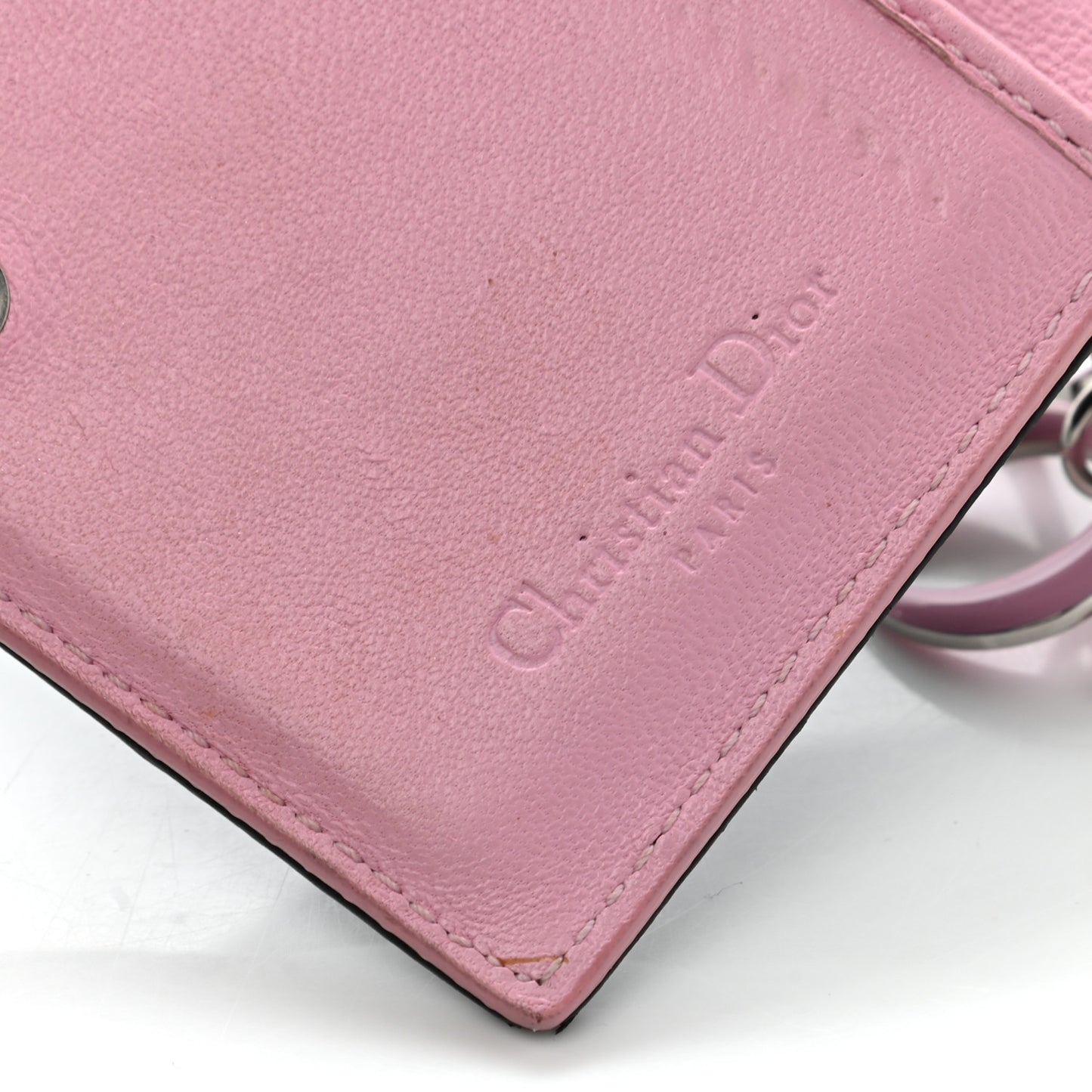 Lambskin Cannage Bi-Color Small Lady Dior Flap Card Holder Black Pink