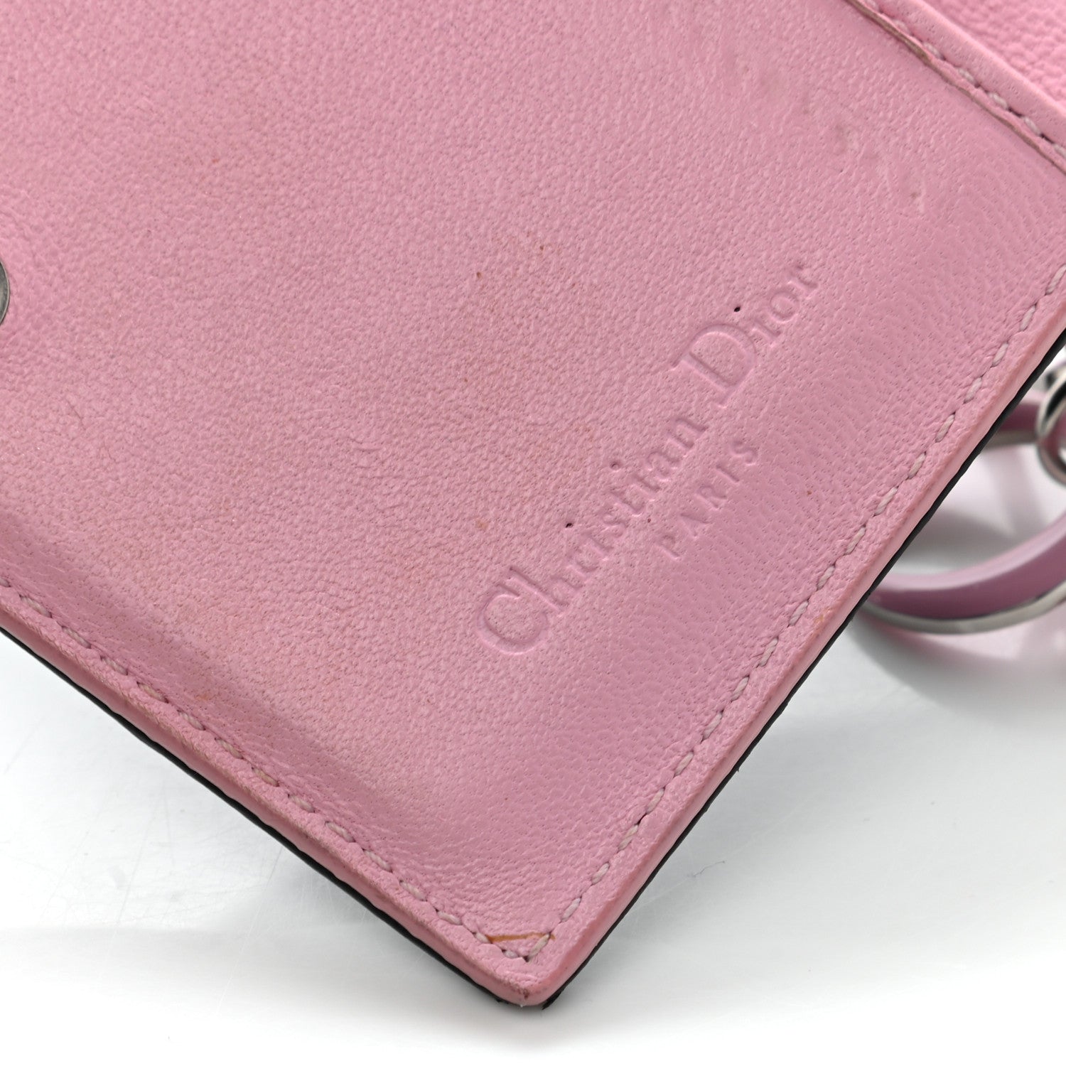 Christian Dior Lambskin Cannage Bi-Color Small Lady Dior Flap Card Holder Black Pink 11 of 19