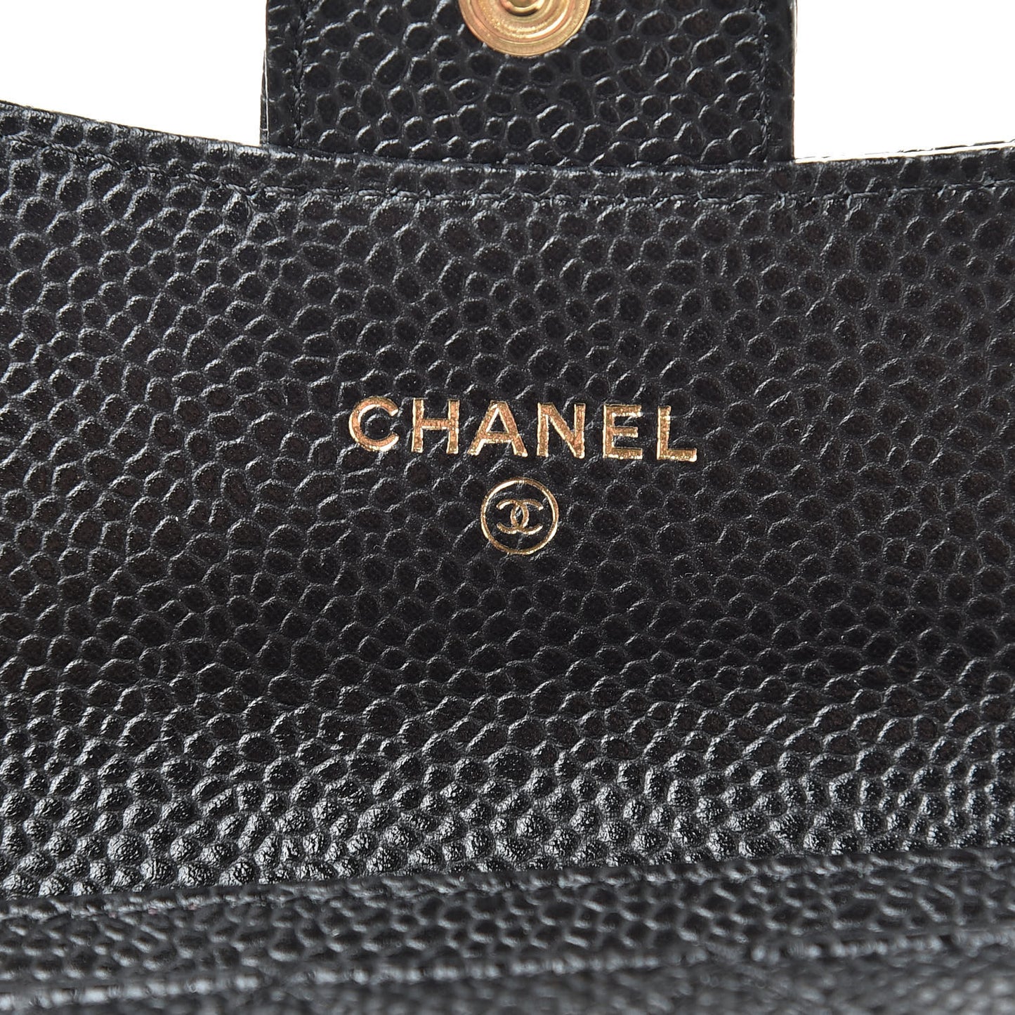 Caviar Quilted Flap Card Holder Wallet Black