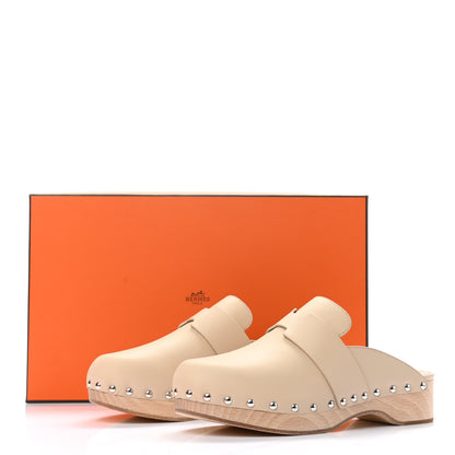 Hermes Calfskin Calya Mules 38 Hetre 8 of 8