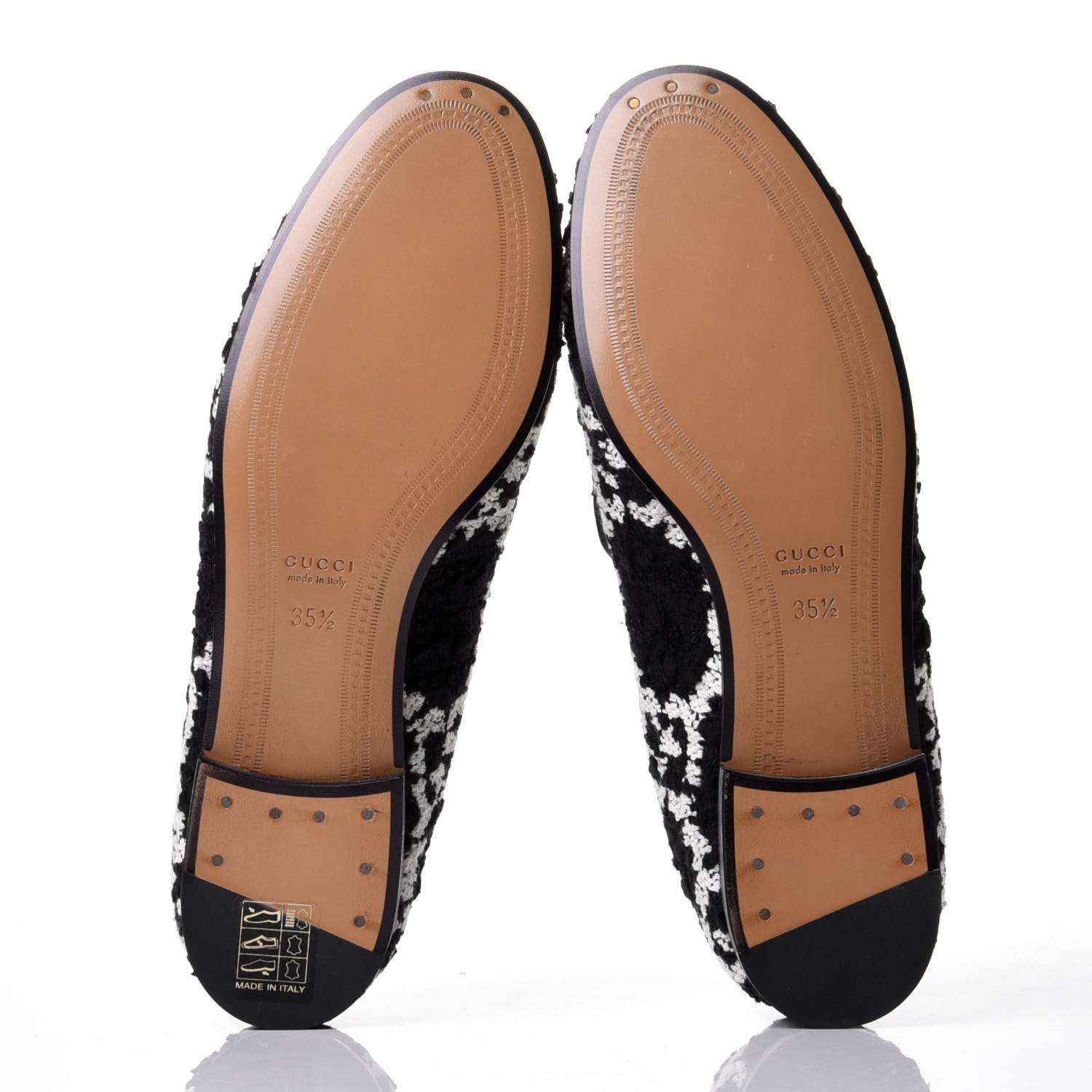 Gucci Tweed GG Monogram Horsebit Womens Jordaan Loafers 35.5 Black Natural 7 of 11
