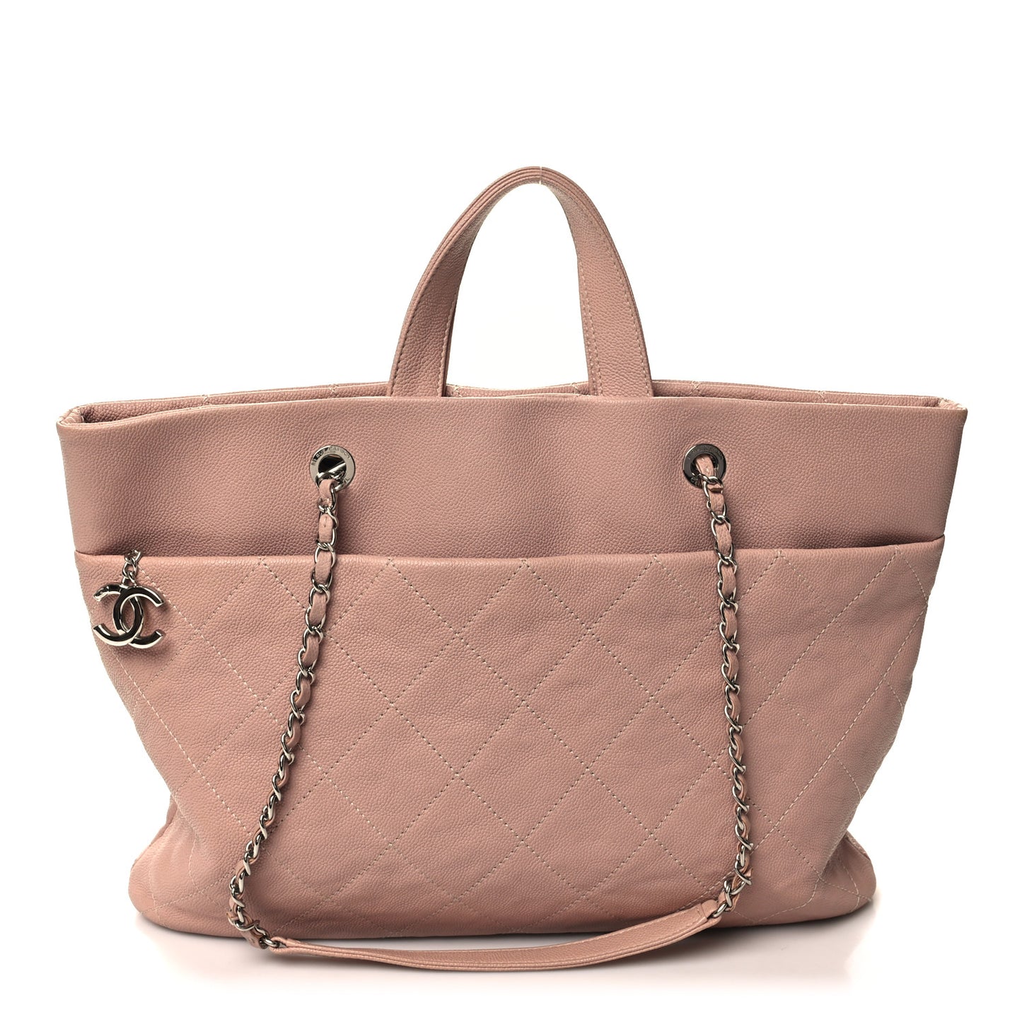 Caviar Quilted Shopping Tote Pink