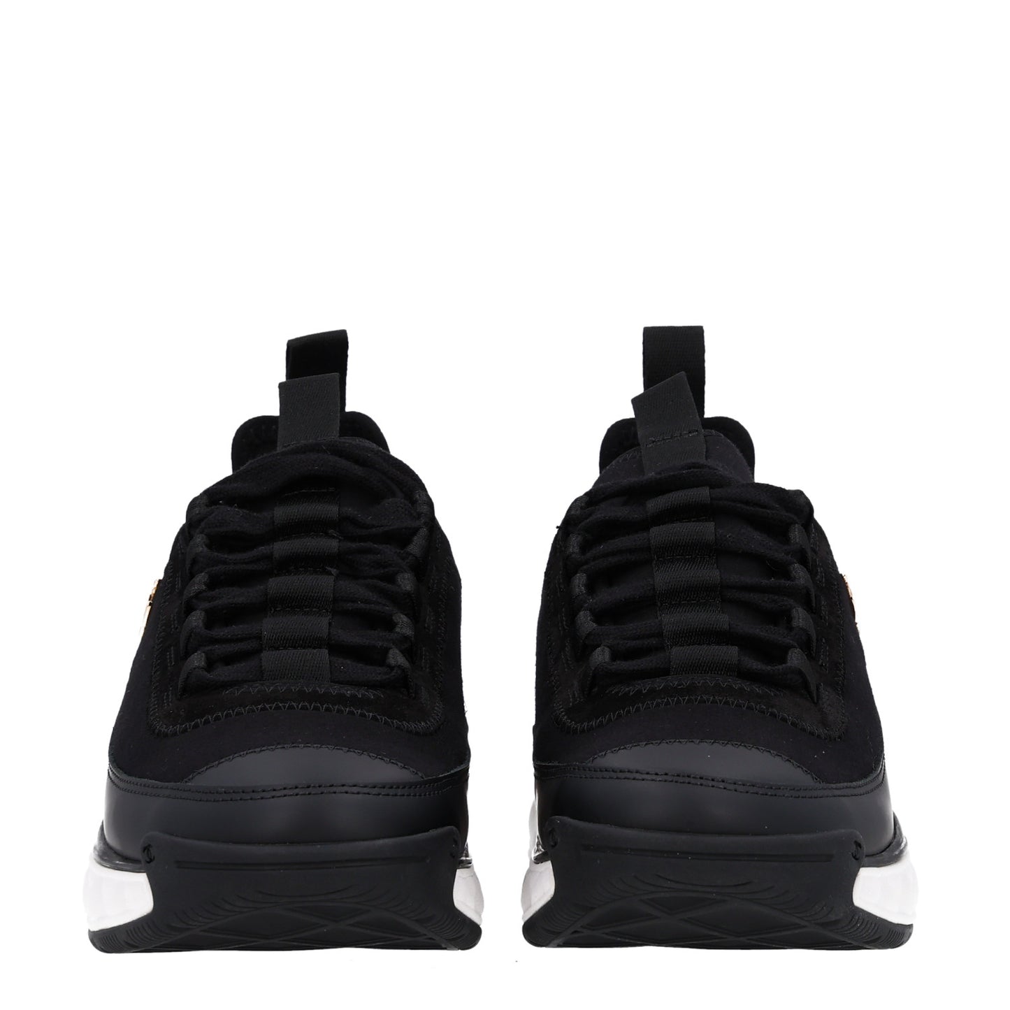 Velvet Calfskin Mixed Fibers CC Sneakers 36.5 Black