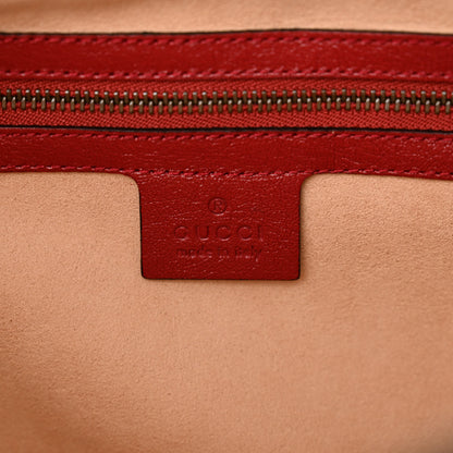 Gucci Vintage Effect Calfskin Matelasse Diagonal Small Torchon GG Marmont Bamboo Top Handle Shoulder Bag Black Romantic Cherry 6 of 11