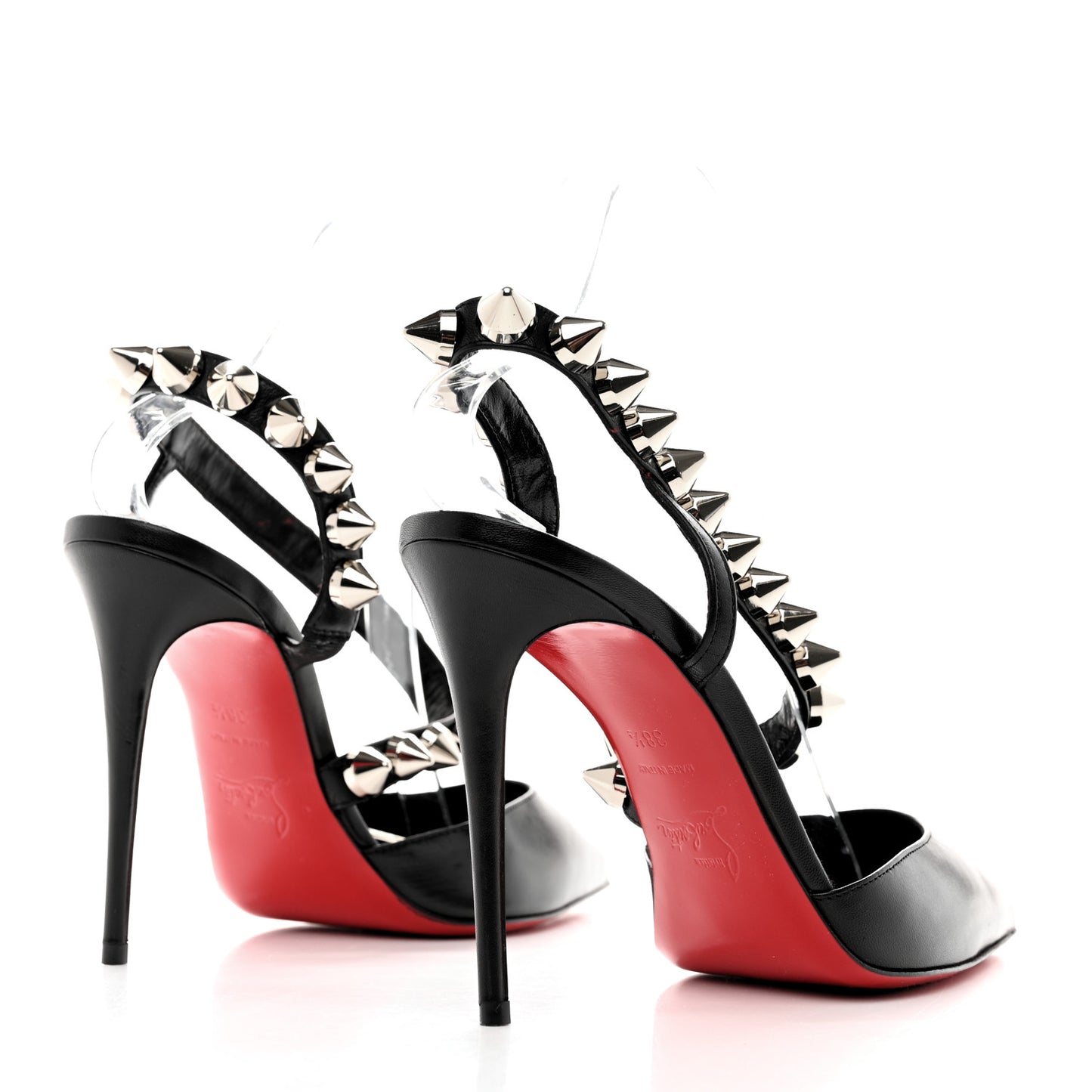 Calfskin Spikita Slingback 100 Stiletto Pumps 38.5 Black Silver