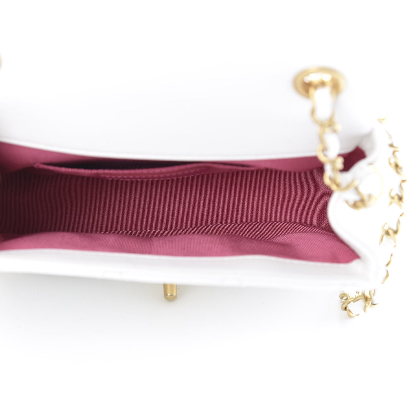 Lambskin Quilted Small Circular Handle Bag White