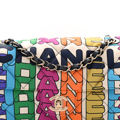 Chanel Printed Fabric Quilted Logo Single Flap Bag Multicolor 8 of 11