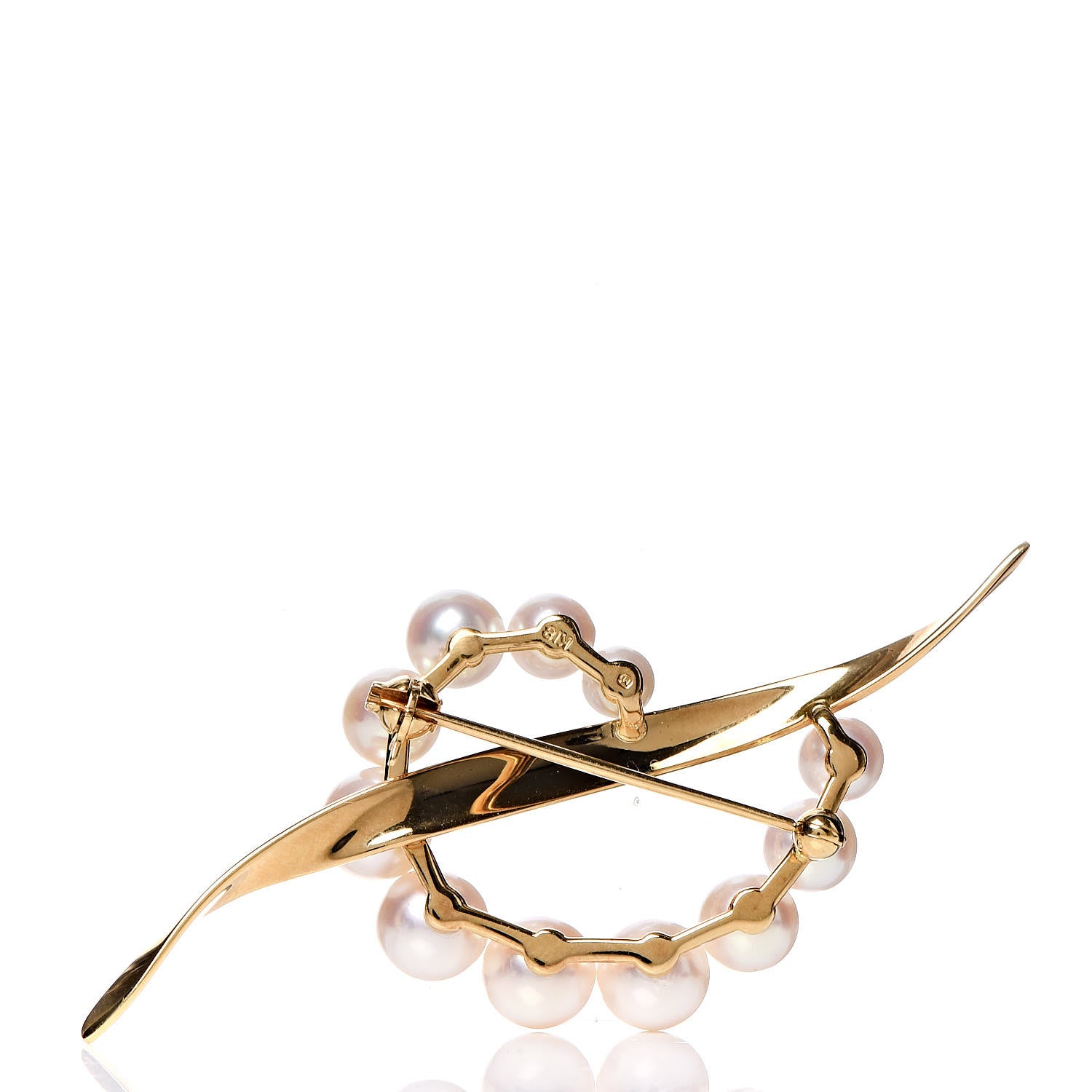 Mikimoto 18K Yellow Gold Akoya Pearl Brooch 5 of 8