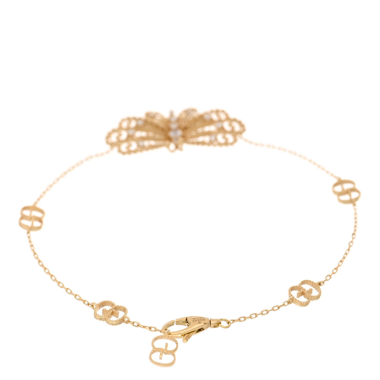 18K Yellow Gold Diamond Le Marche Des Merveilles Butterfly Bracelet 17