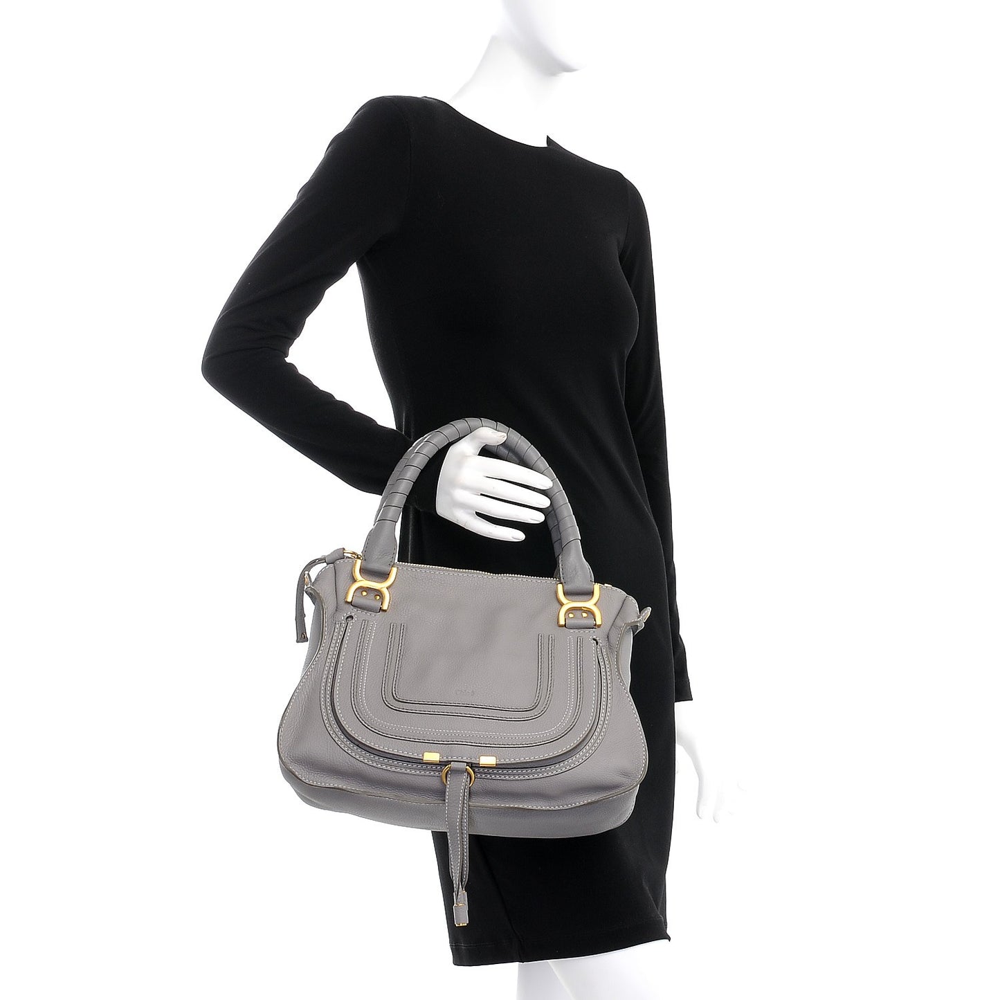 Calfskin Medium Marcie Satchel Cashmere Grey