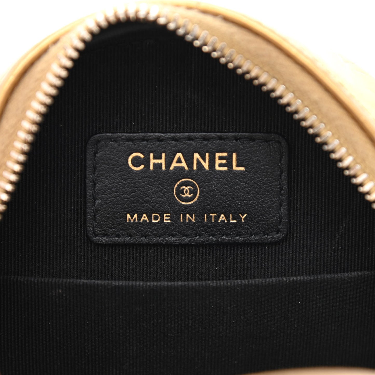 Metallic Calfskin Crocodile Embossed Cocodile Round Clutch with Chain Gold