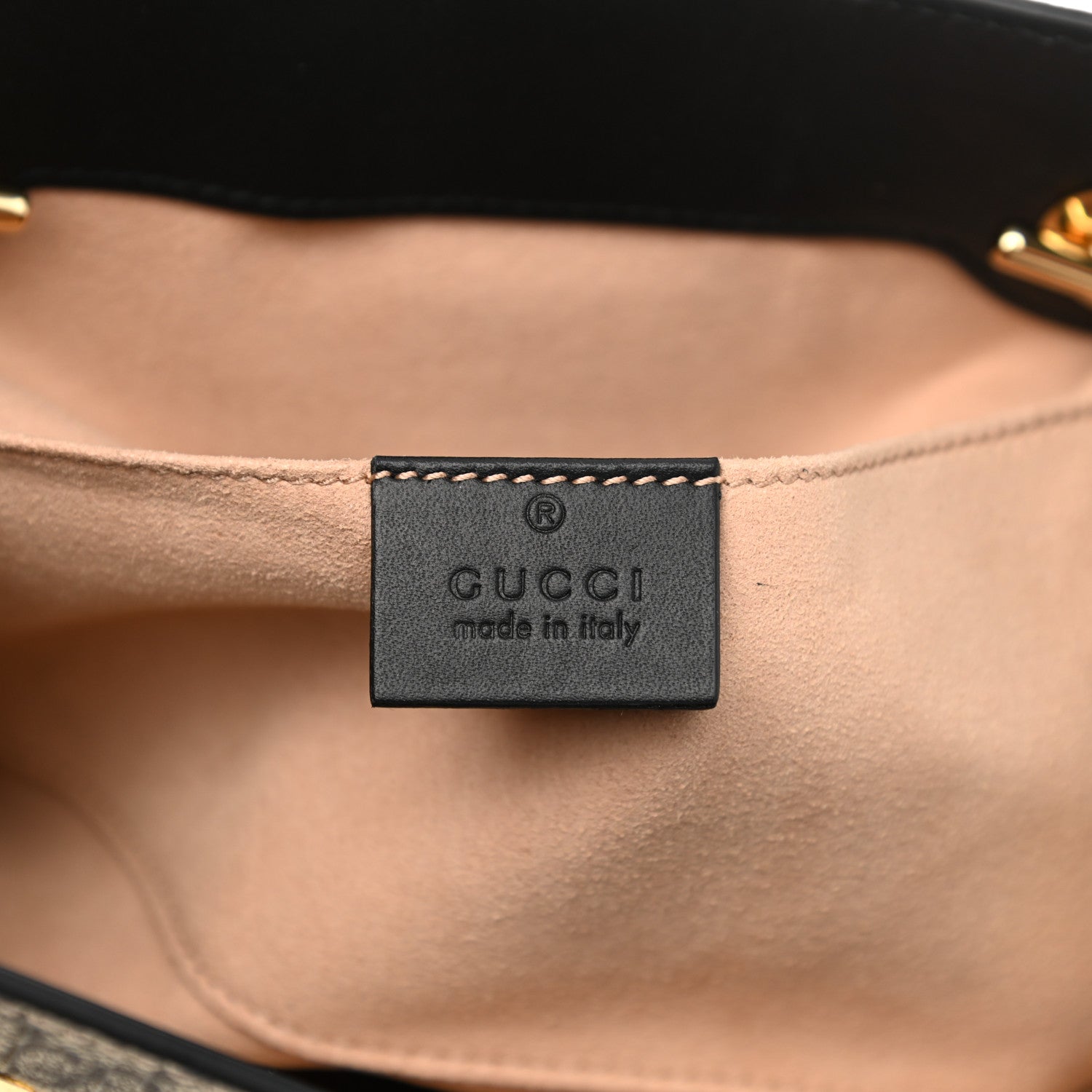 Gucci GG Supreme Monogram Bees Small Padlock Tote Beige Oro Black 6 of 12