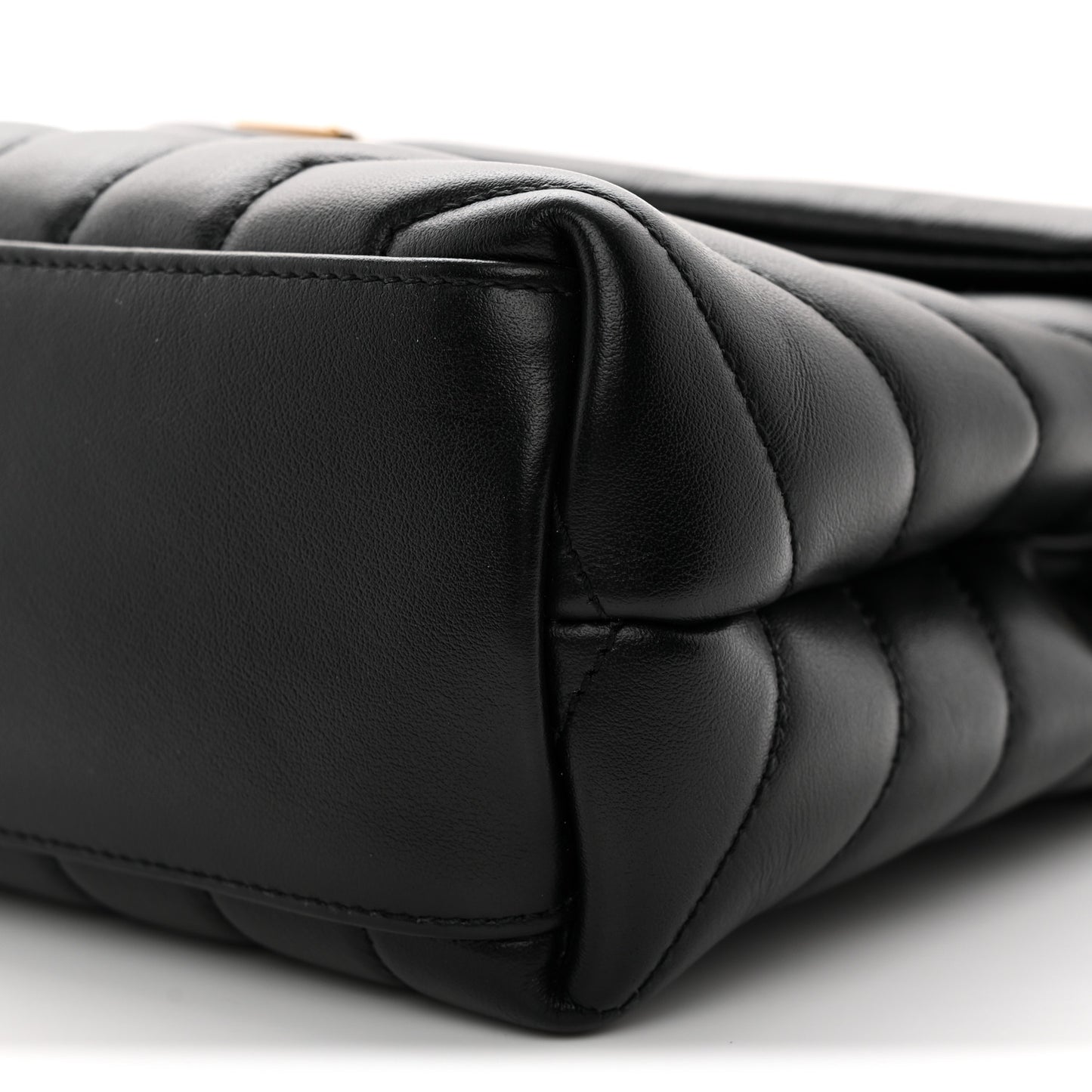Calfskin Y Quilted Monogram Small Loulou Chain Satchel Black