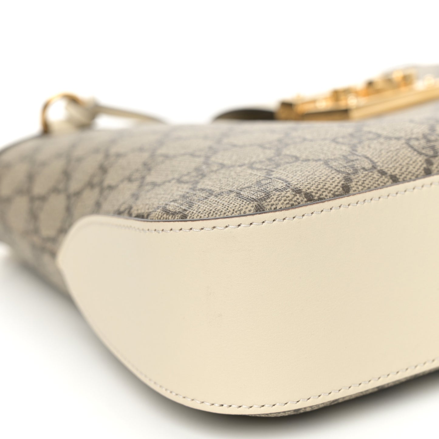 GG Supreme Monogram Moon Calfskin Medium Padlock Shoulder Bag Beige Ebony Mystic White