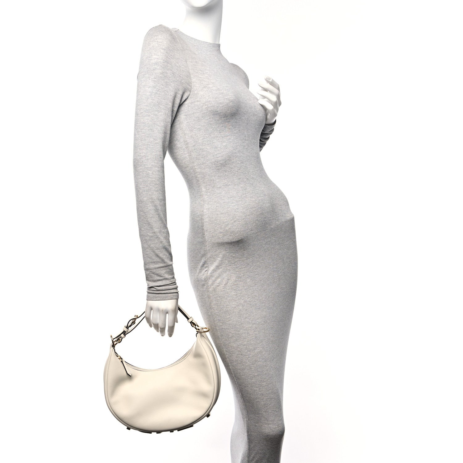 Fendi Vitello Grace Matte Small Fendigraphy Hobo Bag White Ice 2 of 11