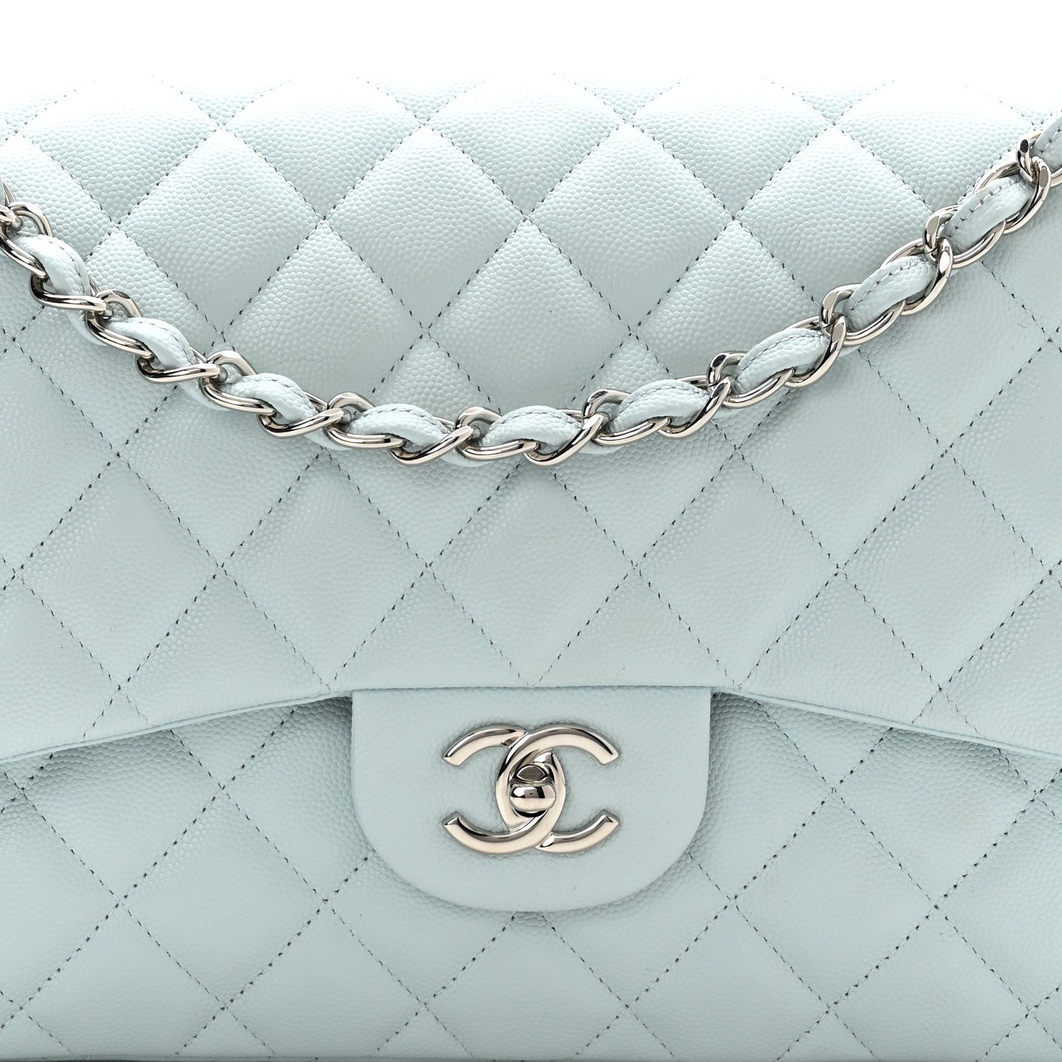 Chanel Caviar Quilted Jumbo Double Flap Light Blue 8 of 10
