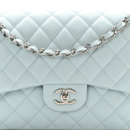 Chanel Caviar Quilted Jumbo Double Flap Light Blue 8 of 10