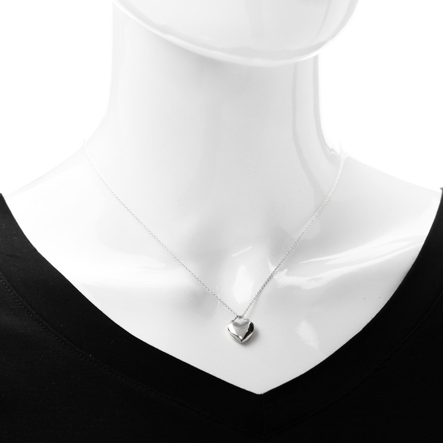 Sterling Silver Puffy Heart Pendant Necklace