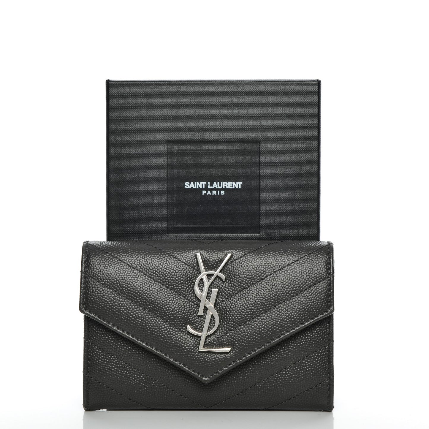 Grain De Poudre Matelasse Chevron Small Monogram Envelope Wallet Coal
