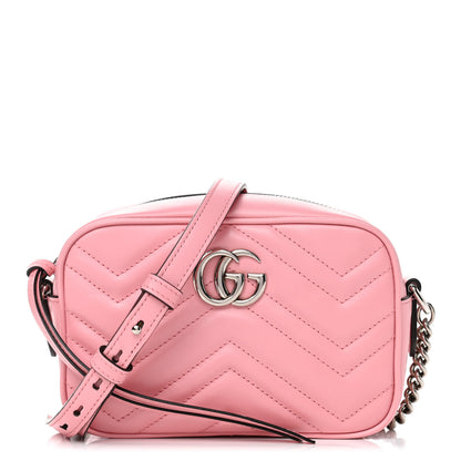 Gucci Calfskin Matelasse Mini GG Marmont Chain Shoulder Bag Wild Rose 1 of 4