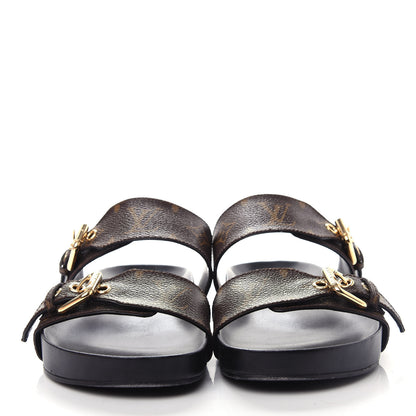 Louis Vuitton Monogram Bom Dia Mule Sandals 37 Black 2 of 11
