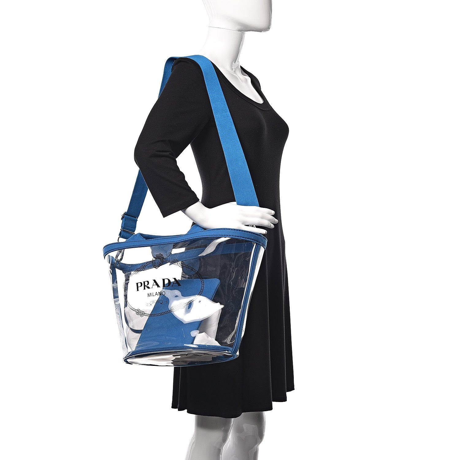 Prada Plexiglass Canapa Small Shopper Tote Azurro 2 of 9
