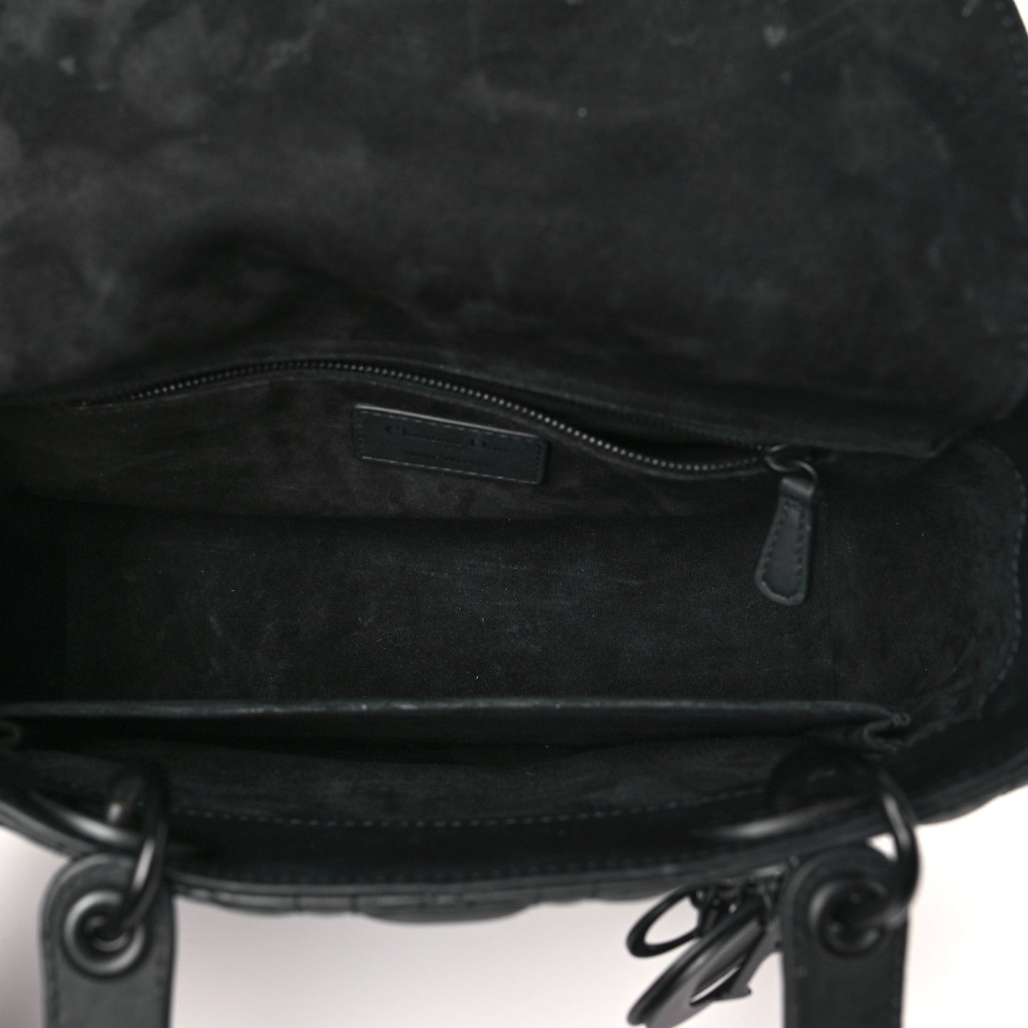 Ultra Matte Calfskin Cannage Medium Lady Dior Black