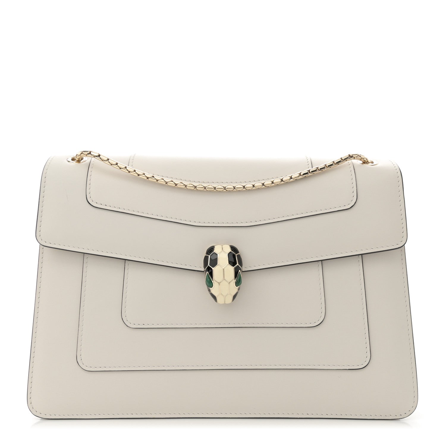 Bulgari Calfskin Serpenti Forever Crossbody Bag White Agate 1 of 10