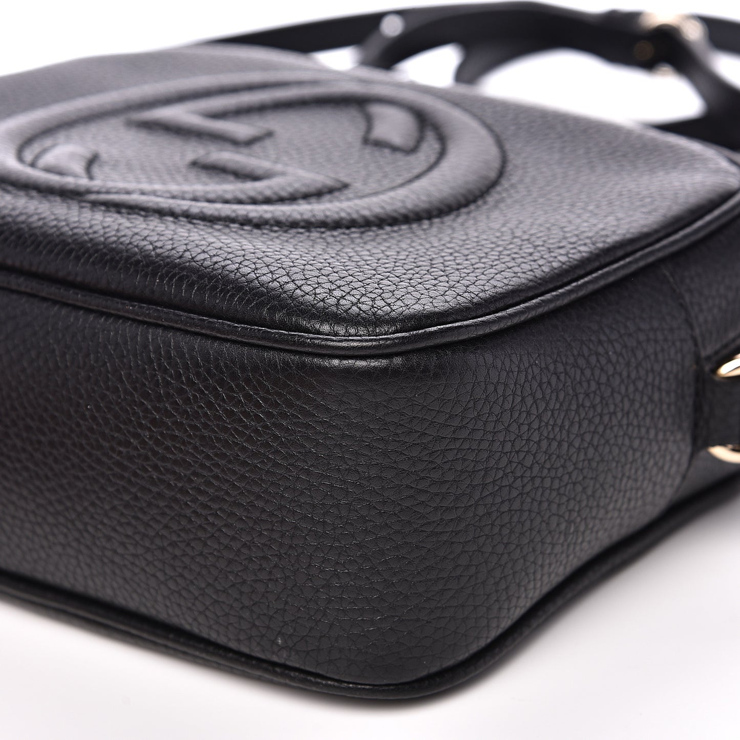 Pebbled Calfskin Small Soho Disco Bag Black