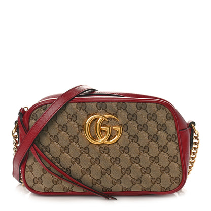 Gucci Monogram Azalea Calfskin Matelasse Diagonal Small GG Marmont Chain Shoulder Bag Beige Ebony New Cherry Red 1 of 14