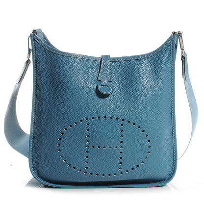 Hermes Taurillon Clemence Evelyne PM Blue Jean 1 of 8