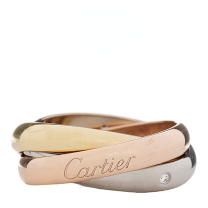 Cartier 18K Pink Yellow White Gold Diamond Trinity Ring 51 5.75 1 of 5