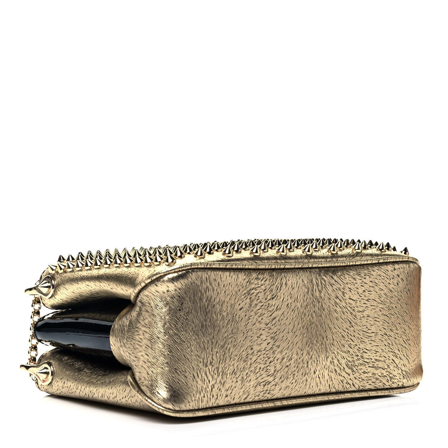 Calfskin Animal Print Small Triloubi Paris Spikes Chain Bag Platine Gold