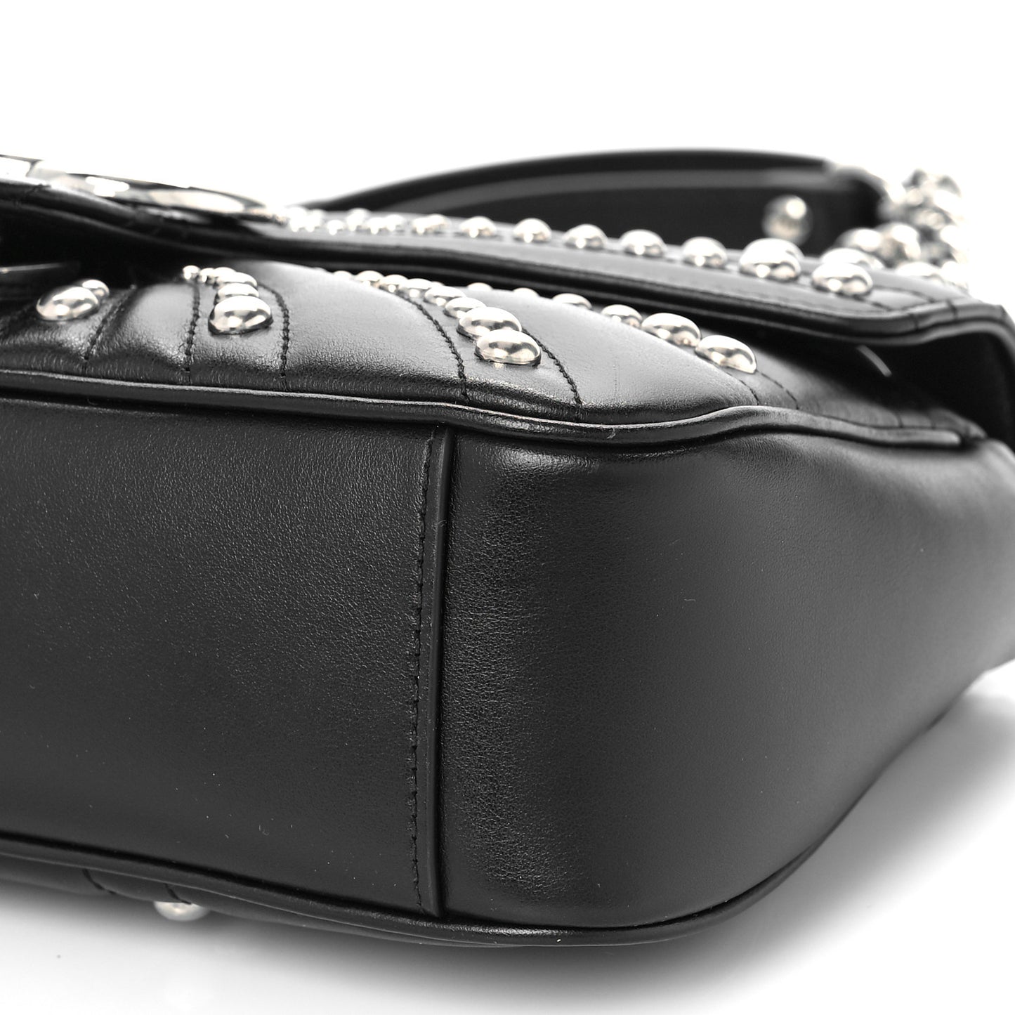 Calfskin Spiral Stud Small GG Marmont Shoulder Bag Black