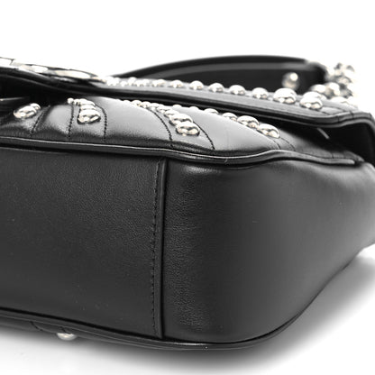 Gucci Calfskin Spiral Stud Small GG Marmont Shoulder Bag Black 9 of 9