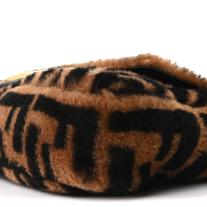 Fendi Shearling Vitello Dolce Macro FF 1974 Baguette Tobacco Black 10 of 10