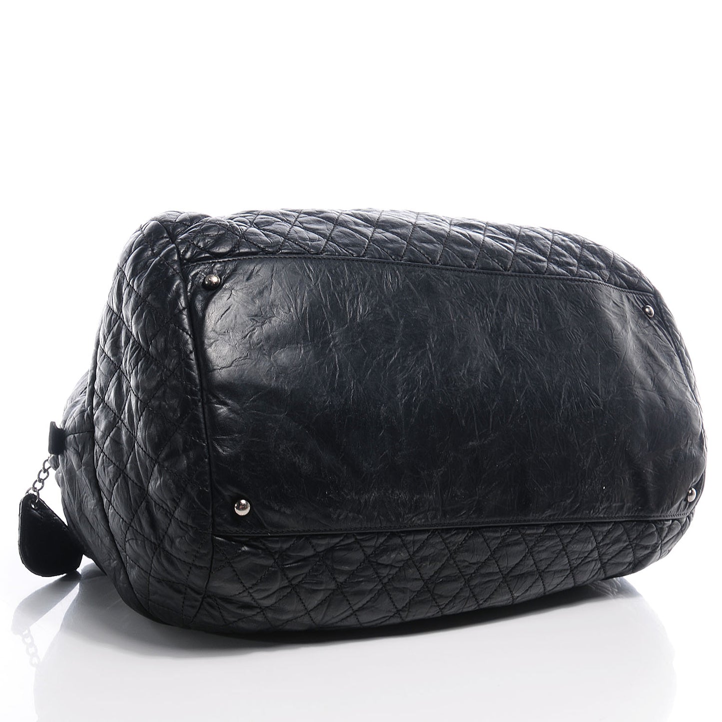 Aged Calfskin Coco Rider Bowling Bag Black