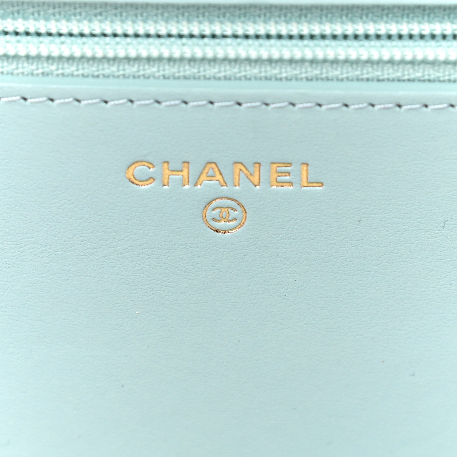 Chanel Caviar Camellia Embossed Wallet On Chain WOC Light Blue 7 of 15