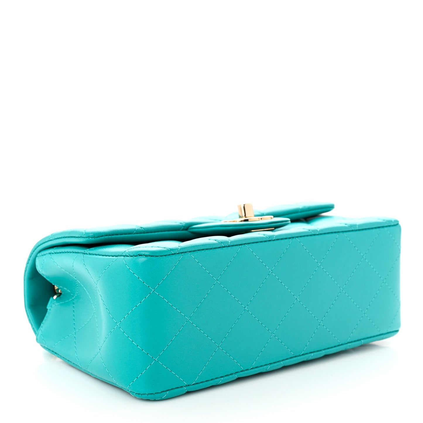 Lambskin Quilted Mini Rectangular Flap Turquoise