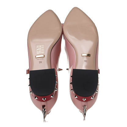 Gucci Patent Crystal GG Bow Sadie Spike Low Heel Ballerina Loafers 39 Perfect Pink 7 of 10