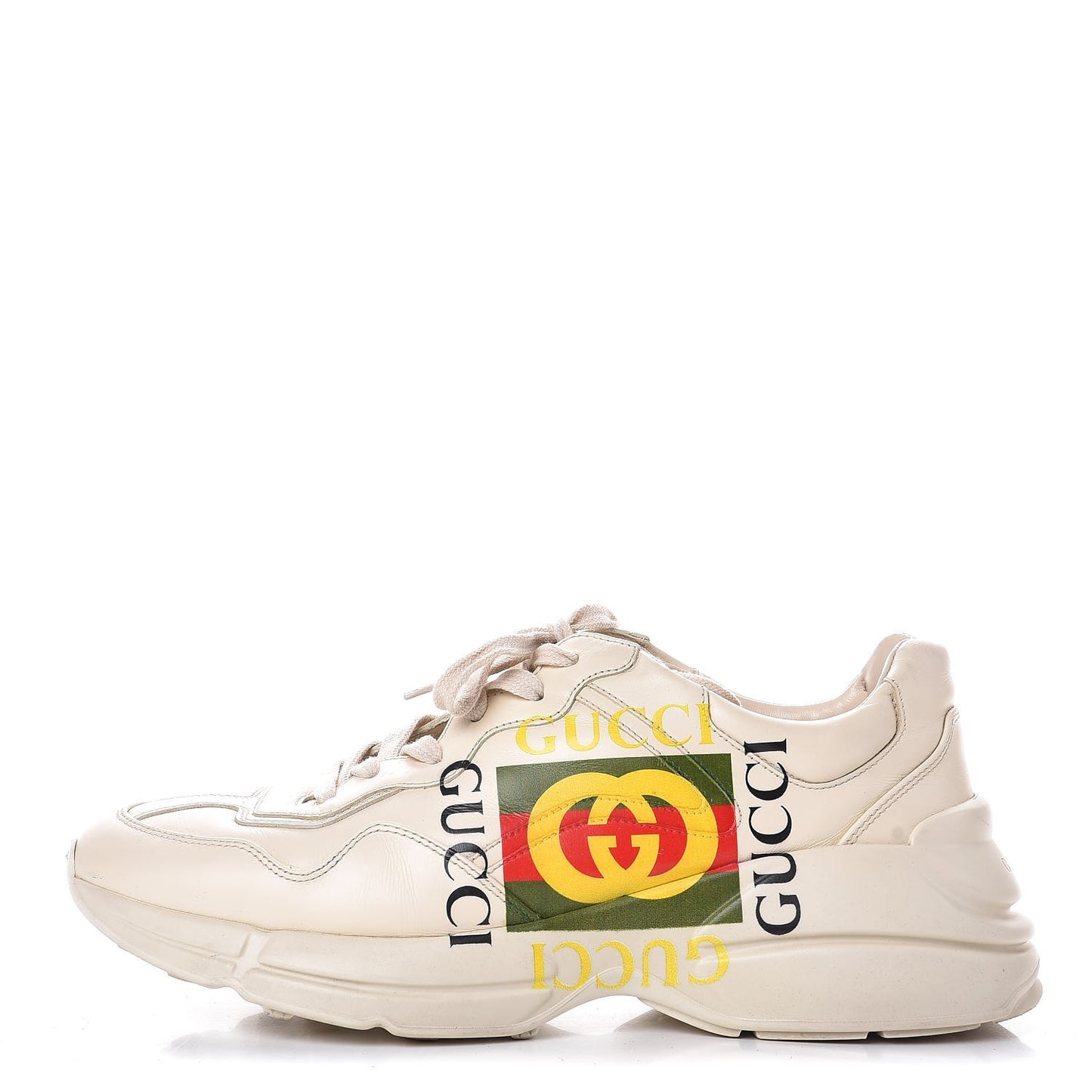 Calfskin Interlocking G Logo Mens Rhyton Sneakers 9 Ivory