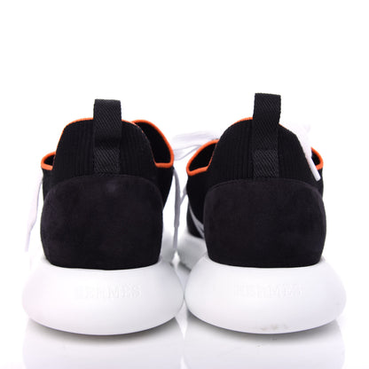 Hermes Knit Suede Goatskin Mens Crew Sneakers 41 Black White 7 of 11