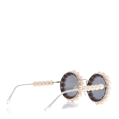Chanel Pearl Round Sunglasses 03526 Silver 4 of 6