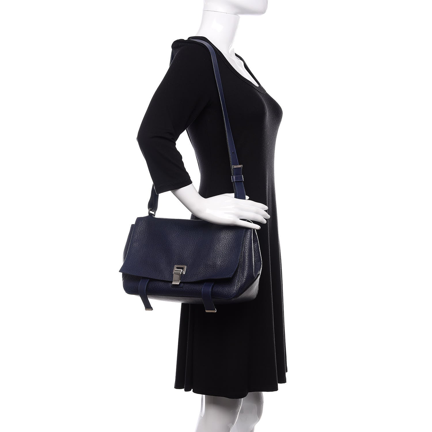 Proenza Schouler Pebbled Calfskin Double Sided PS Courier Bag Indigo 2 of 9