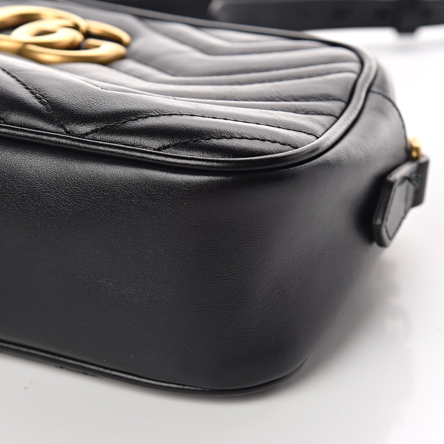 Gucci Calfskin Matelasse Small GG Marmont Chain Shoulder Bag Black 9 of 11