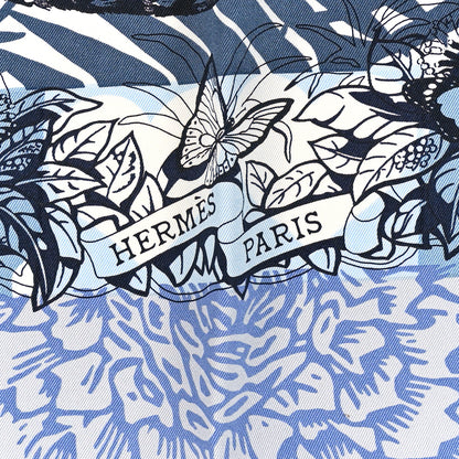 Hermes Silk Jungle Love Tampon Scarf 70 Bleu Jean White 2 of 5